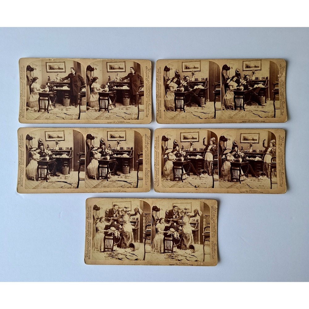 5 Antique 1899 Stereoview Cards Complete Set Underwood Strohmeyer Victorian